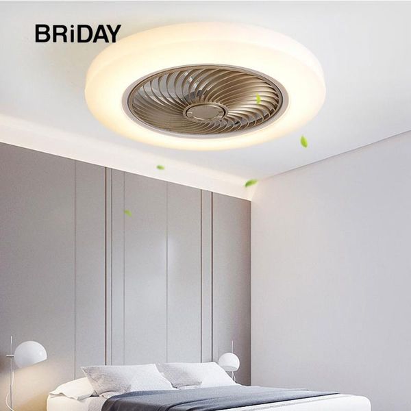 

52cm smart ceiling fan lamp fans with lights remote control bedroom decor ventilator air invisible blades retractable silent