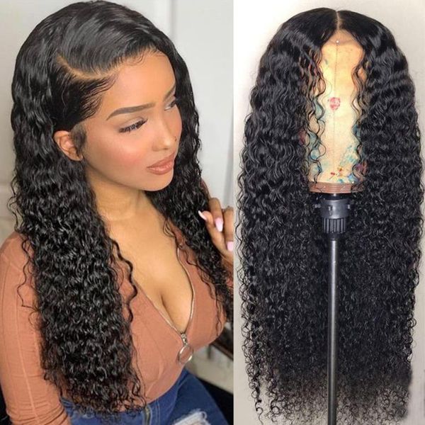 

lace wigs mongolian curly front wig natural hair line 180% density glueless 13x6 deep parting human pre plucked, Black;brown