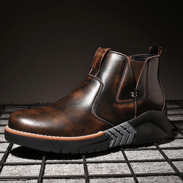

boots fashion men winter snow waterproof bottes pour hommes outdoor footwear increase shoes, Black