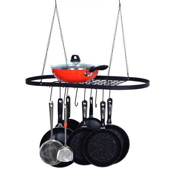

pan rack for ceiling with hooks& decorative oval mounted storage rack for kitchen cookware utensils organization shelf storage shelf