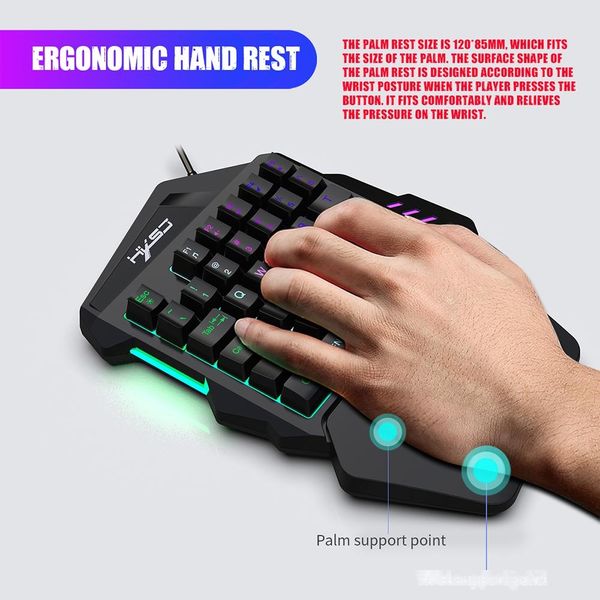 

keyboard and mouse combo colorful backlight one-handed wired gaming keyboards 5500dpi pc gamer set for lol cs