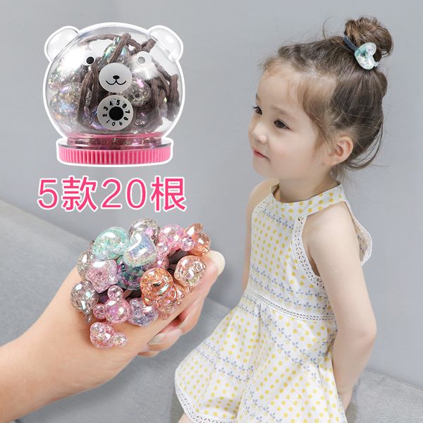 

childrens for tying hair rubber band 2020 does not hurt hair korean baby head accessories cute rubber band hair band girls accessories, Slivery;white