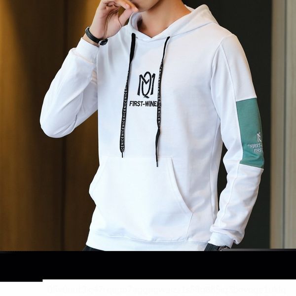 

2020 autumn and winter new men's long-sleeved hooded pullover loose youth pullover coat sweater casual sweater coat embroidery zib8y, Black