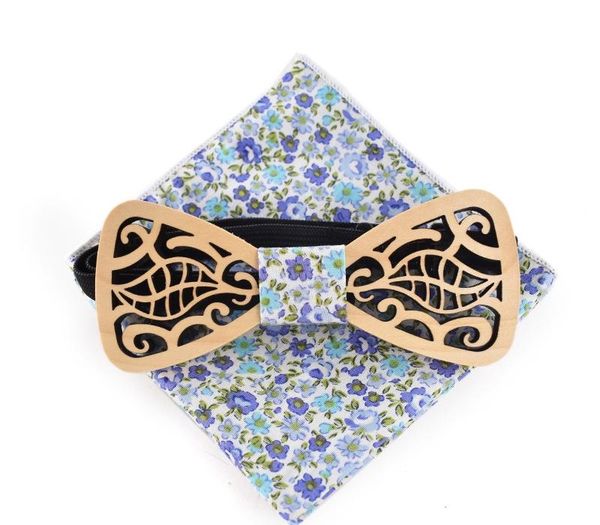 

wholesale creative wood bow tie handkerchief set for mens skinny wooden bowtie business polyester pocket square male gift, Black;gray