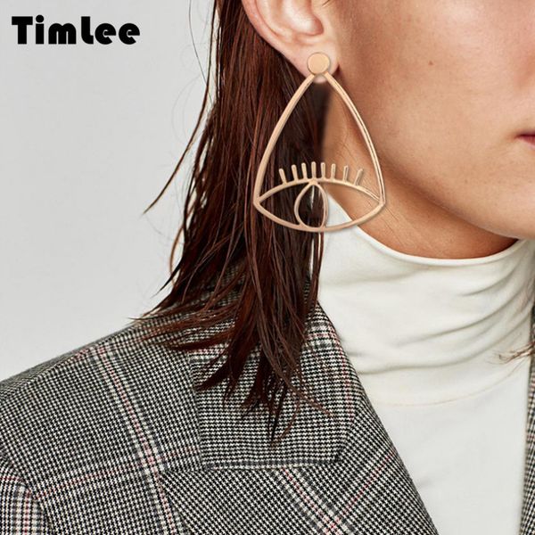 

timlee e137 ,new fashion exaggeration eye metal dangle earrings, personality accessories wholesale, Silver