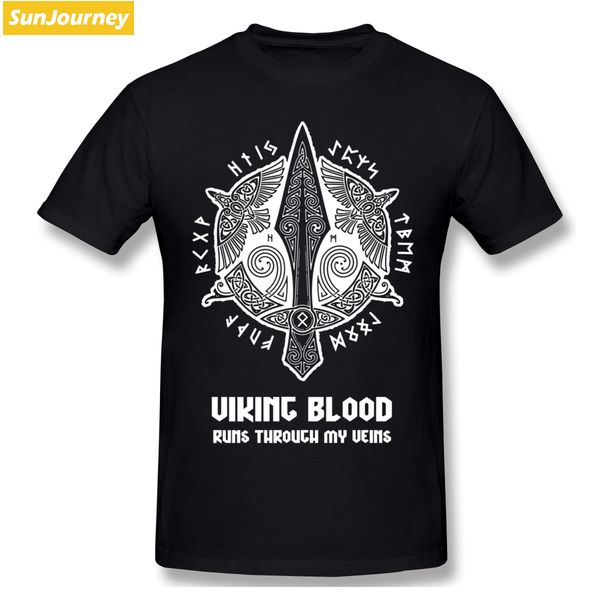

викинги blood runs in my viens футболка большого размера рубашки хлопка crewneck на заказ с коротким рукавом