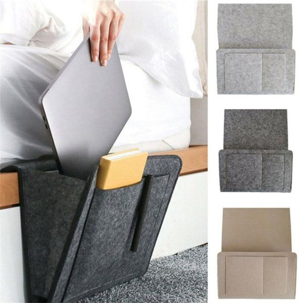 

hanging bag bedside storage gadget organizer bed felt pocket caddy sofa holder