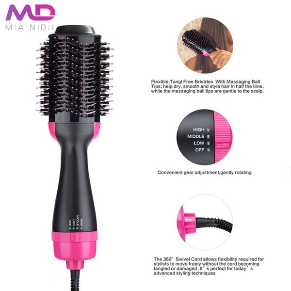 

mandi hair dryer and hair brush with flat iron and curing iron function air brush straightener and curler selling, Black