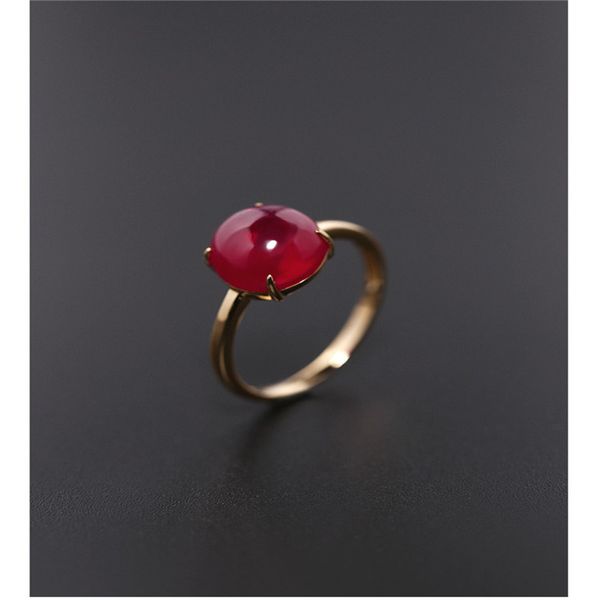 

cluster rings daimi plain ruby ring female day genuine natural yellow 18k gold color treasure valentine's gift, Golden;silver
