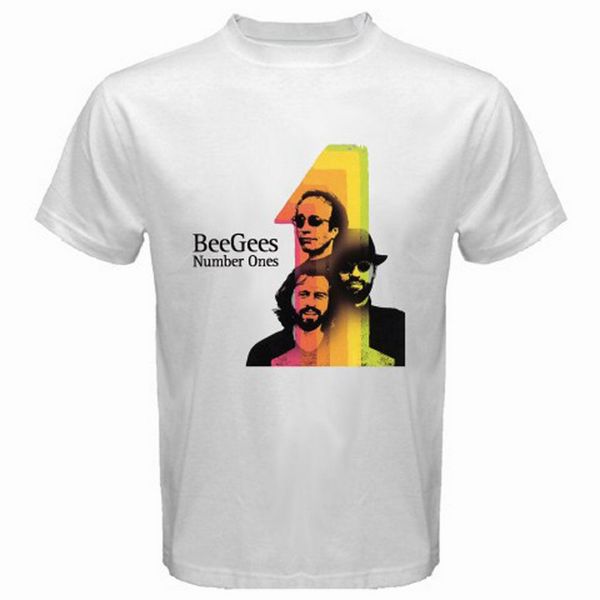 

new the bee gees number ones album pop rock men's white t-shirt size s-3xl tee shirt loose size ajax