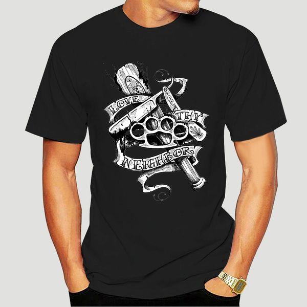 

maglietta ama i tuoi vicini maglia hooligans love thy neighbor cool t-shirt man summer mens fashion teecasual short sleeve-2029d