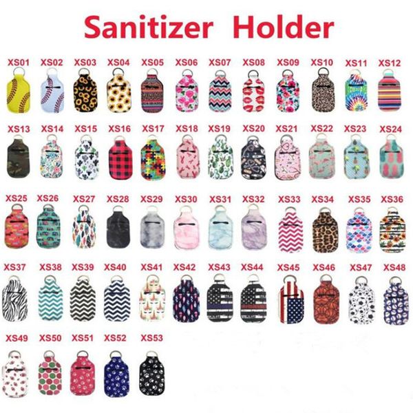 

53 design baseball neoprene cover hand sanitizer holder for 30ml flip cap travel size bottle chapstick holder flip cap bottles with keychain