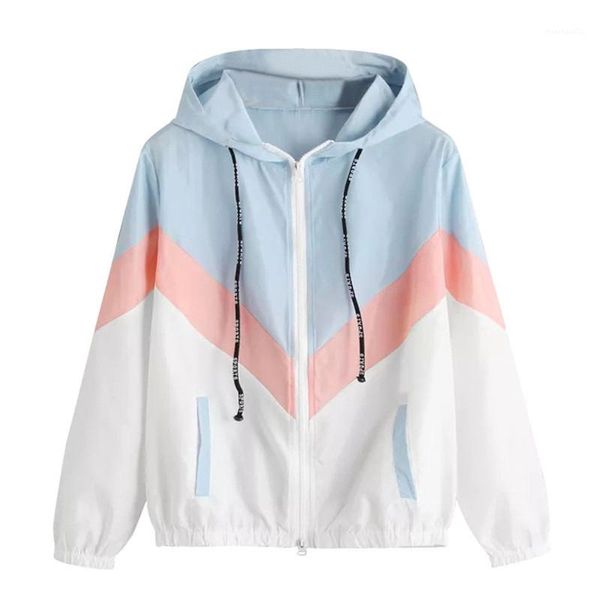 

patchwork jackets three color long sleeve hooded jackets spring autumn womens coats womens designer, Black;brown