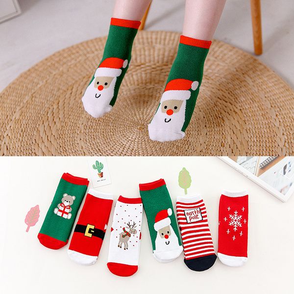 

socks merry christmas winter cotton women girls happy year santa deer kids sokken calcetines, Pink;yellow