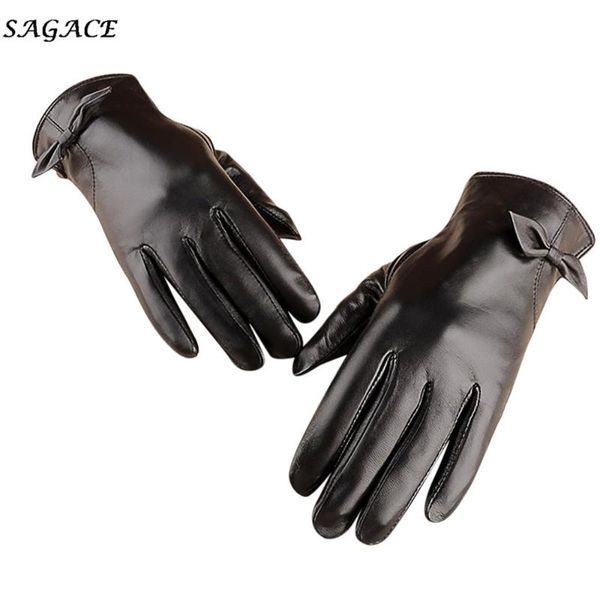 

sagace gloves women leather luxurious leather plush skin winter super warm gloves cashmere solid fashion casual men, Blue;gray