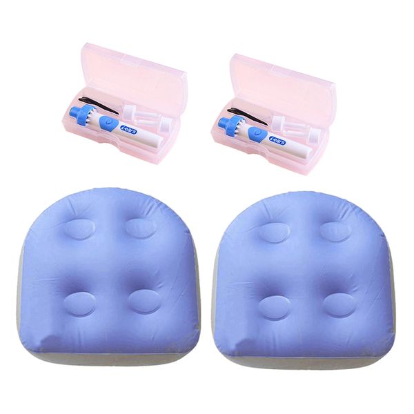 

2pcs suction up spa tub pad inflatable w/ 2 ear wax remover, Black