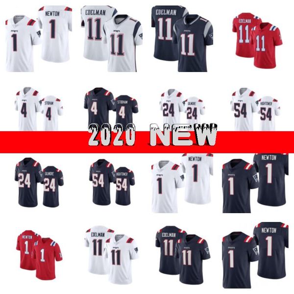 

2020 новый мужчины 1 cam ньютон 4 джарретт stidham новый англия патриот 11 джулиан эдельман 24 stephon джилмор 54 донта хайтауэр джерси, Black;red