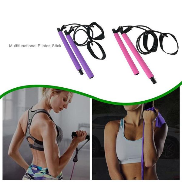 

multifunctional pilates bar with resistance band yoga pull bar for gym fitness bodybuilding training sports