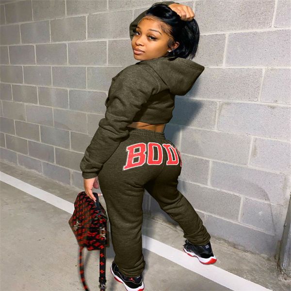 

2020 осень и зима европейский и американских женщины горячей продажа сплошного цвета свитер спортивного костюма тонких две частей короткого, White