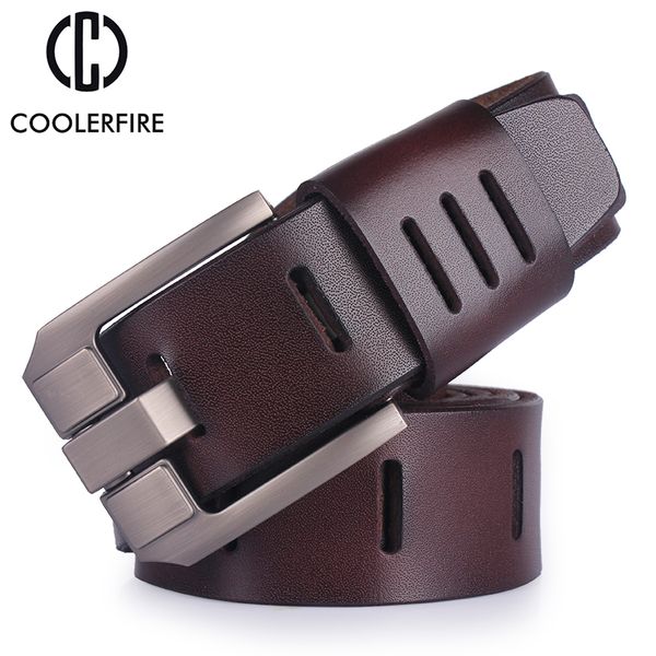 

cowhide genuine leather belts for men brand male pin buckle jeans cowboy mens belt luxury designer leather belt men, Black;brown