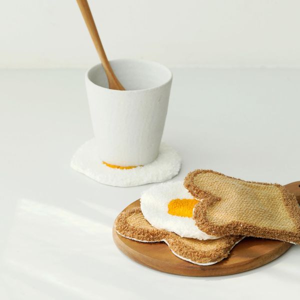 

korean placemat coaster drink cloth mat coffee cup table pad tea bowl mats lovely breakfast egg bread home dining room decor t200415