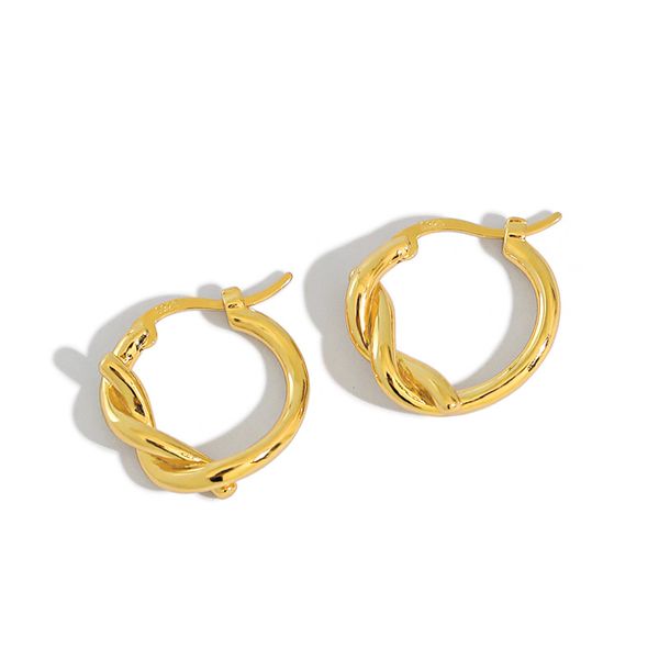

hoop & huggie minimalist 925 sterling silver twisted circle hoops earrings for women fine jewelry, female ear accessories, Golden;silver