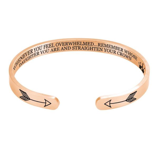 

new fashion solid color women men bangle straighten your crown inspirational bracelet stainless steel engraved bangle femme, Golden;silver