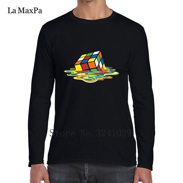 

gift bespoke melting cube fun tee shirt for mens natural winter style t-shirt for men homme long sleeve men tshirt hiphop top