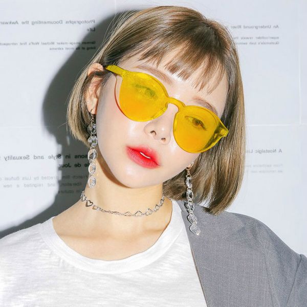

men and women's conjoined sunglasses candy color sun glasses thin glasses personalized street sunglasses adornment uv400 summer, White;black
