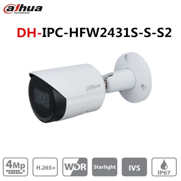 

Original Dahua International Version IPC-HFW2431S-S-S2 4MP IP Camera IR30M IP67 built-in sd card slot P2P Camera