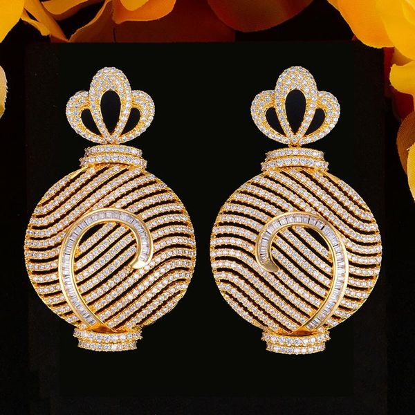 

dangle & chandelier godki big perfume bottle african earrings for women wedding cubic zirconia dubai bridal earring jewelry accessories 2021, Silver