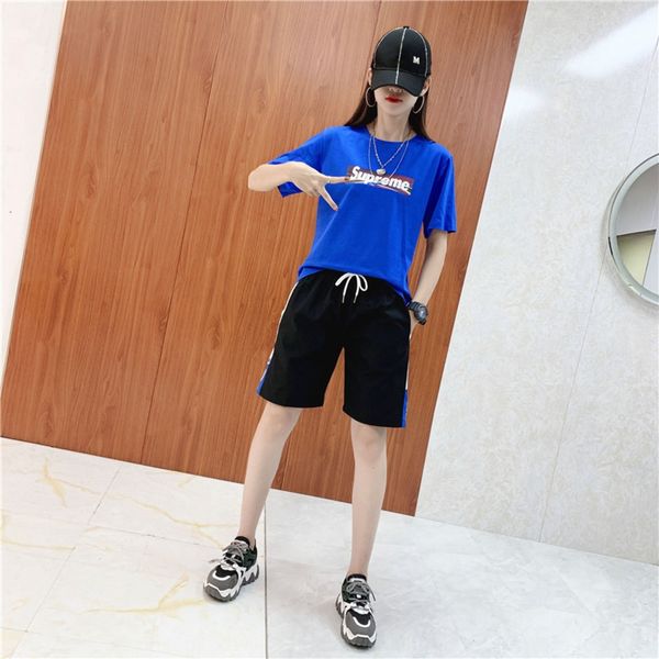 

хип-хоп случайные спортивный костюм 2020 летних короткие рукава шорт потерять два костюма-моды новой спортивной одежды шорты спортивной одеж, Gray