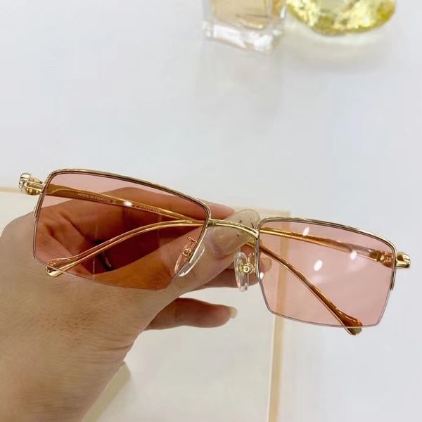 

fashion men gold half frame sunglasses pink lens rectangle sunglasses uv400 protection gafas de sol with box, White;black
