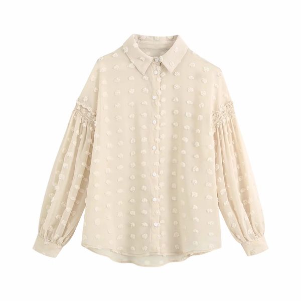 

2020 designer long sleeve fall new women blouses fashion show thin fall new women's fashion with thin convex decoration loose shirt, White