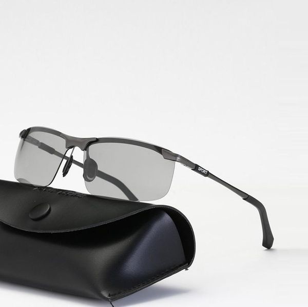 

sunglasses width- 147 alloy pochromic polarized goggle spring hinge men brand anti-uv400 retro male fishing mirror eyewear, White;black