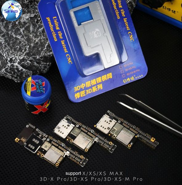 

mechanic 3d bga reballing stencil kit for x/xs/xr/xs max middle layer planting tin template plate soldering net