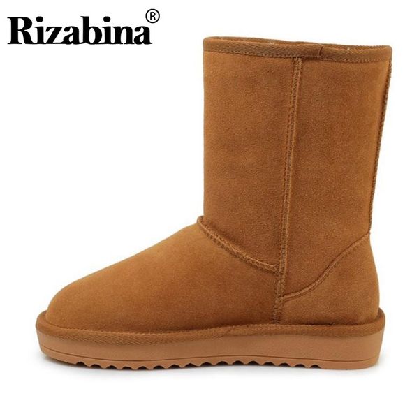 

rizabina женщины snow boots натуральная кожа толстые меха зимняя обувь женщины keep warm мода плюшевые daily flats обувь размер 35-40, Black