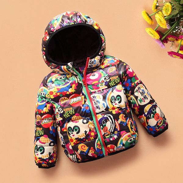 

fashion printing baby boys girls & children outerwear winter hooded coats jacket kids coat children's warm clothing c0924, Blue;gray