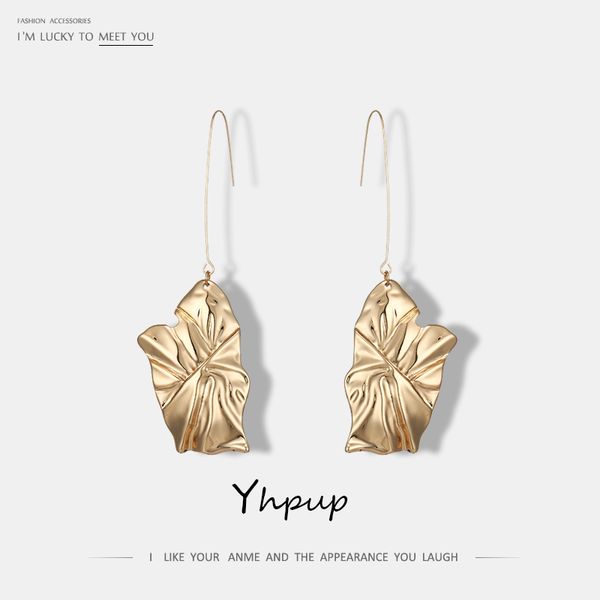 

dangle & chandelier yhpup chunky leaves leaf long pendientes earrings charms fashion metal zinc alloy for women brinco, Silver