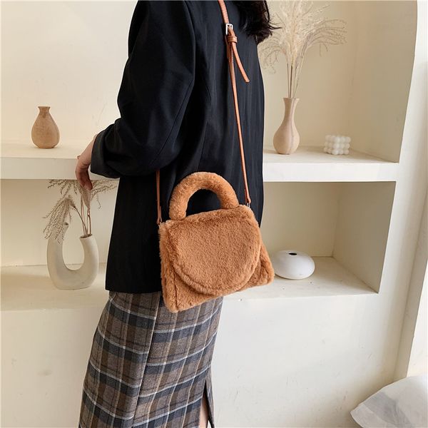 

faux fur crossbody bags for women autumn winter plush purses handbags female phone shoulder messenger bag girls handbag