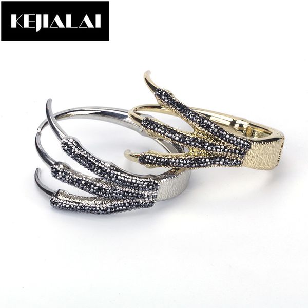 

kejialai punk jewelry dragon hand charm bangle micro paved rhinestone ethnic style vintage bracelet for men women fashion, Black