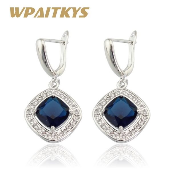 

dangle & chandelier wpaitkys green blue stones silver color drop earrings for women jewelry gift box