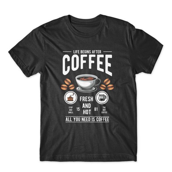 

2019 funny life begins after coffee t-shirt 100% cotton premium tee new tees