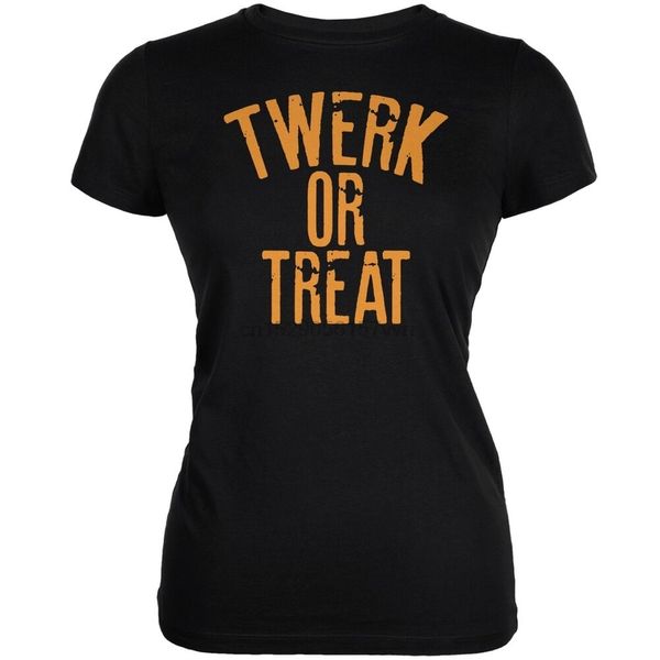 

halloween twerk or treat black juniors soft t-shirt