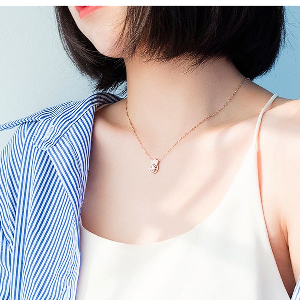

pendant necklaces crown inlaid necklace titanium steel rose gold color small fresh ladies jewelry, Silver