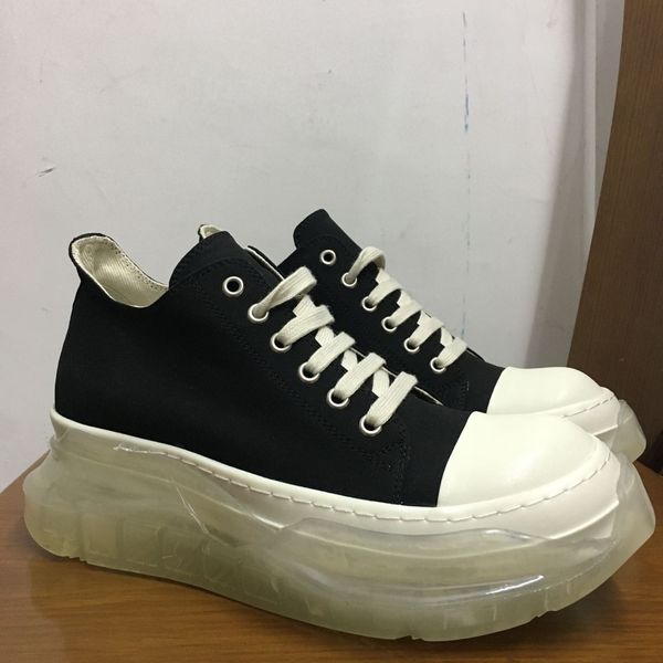 

2020ss thick transparent combination bottom technology canvas lace up trainer ankle boots, Black