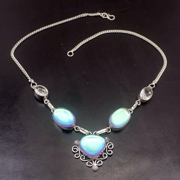 

красивые приятные подарки красочные mystic topaz925 стерлингового серебра цвета ожерелье женщин ювелирные изделия 18 дюймов h205, Silver