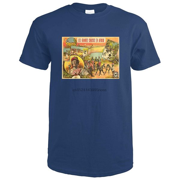 

les grandes chasses en afrique vintage poster (artist h. gray henri boulanger) france c. 1909 65907 (navy blue t-shirt xx-large