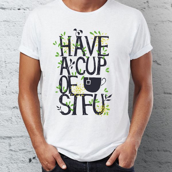 

men's t shirt sarcasm have a nice cup of stfu funny tee