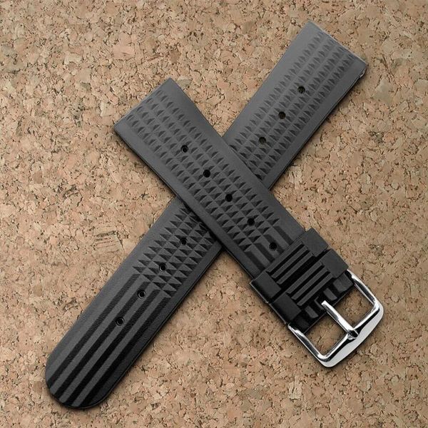 

watch bands black blue for sharkey mm300 sbdx001/012/01 6105 soft rubber waffle band 20mm 22mm diy replace, Black;brown
